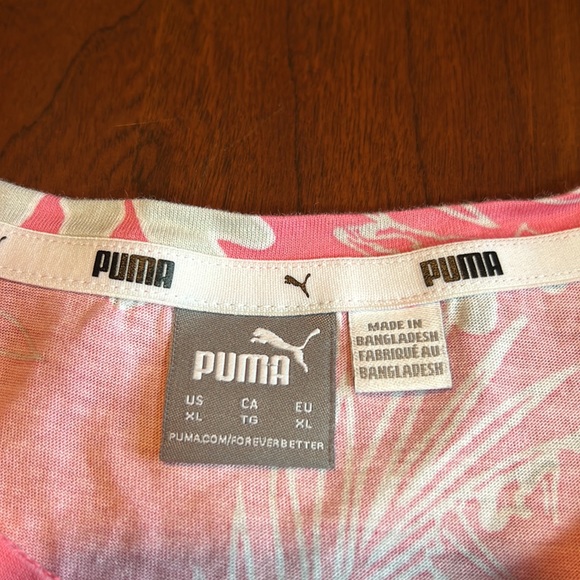 Puma Active Tropical Print Cropped Tee Pink Gray Women’s Size XL EUC - Picture 8 of 12